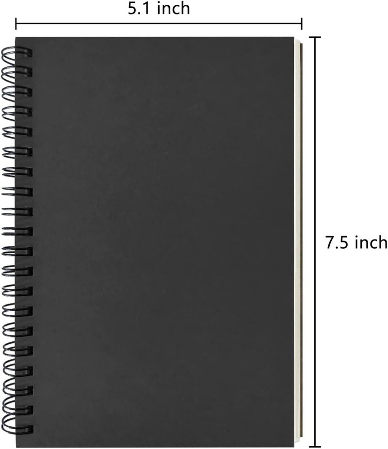 DSTELIN Blank Spiral Notebook, 3-Pack, Soft Cover, Sketch book, 100 Pages / 50 Sheets, 7.5 inch x 5.1 inch, 100GSM, (Black) - Image 2